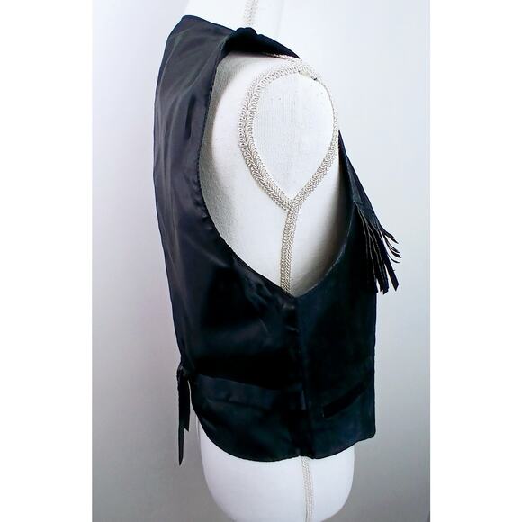 Idea Nuova VTG (One Size) Genuine Leather Black Western Fringe Vest - Picture 4 of 9